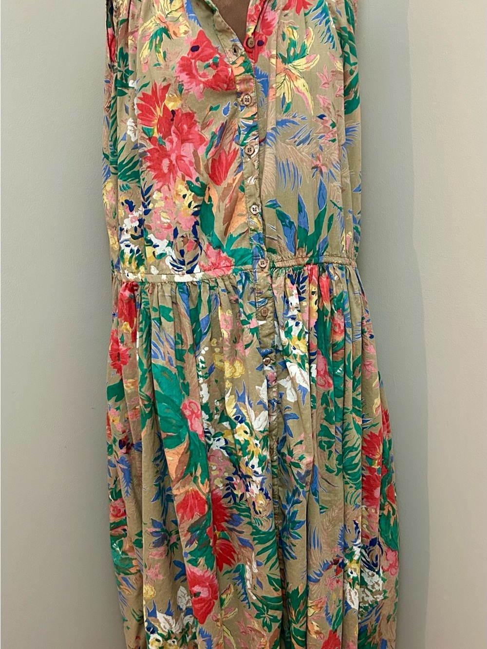 Together Tropical Floral Button-Front Maxi Dress - 100% Cotton